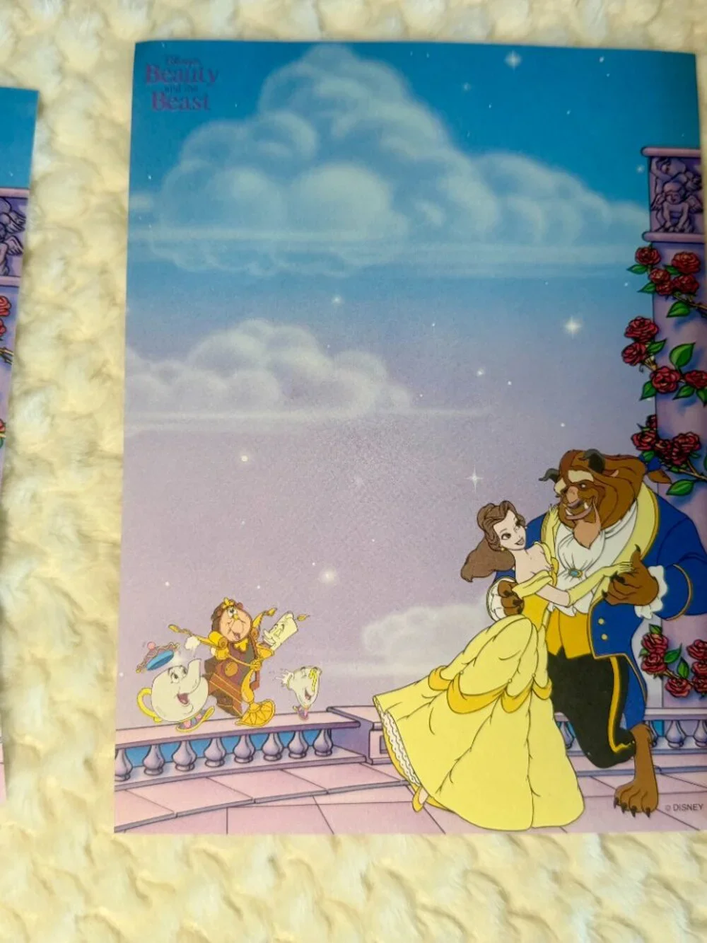 Vintage Disney Beauty & the Beast Stationary Paper (3 Sheets)